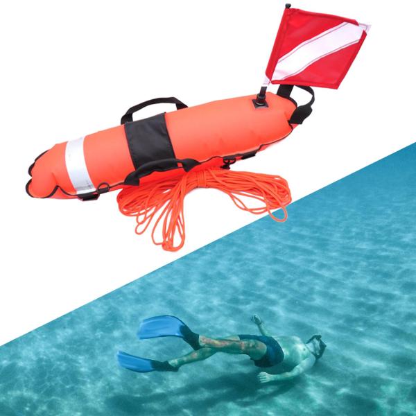 フリーダイビングスピアフィッシングレッドのための25Mロープ付きフリーダイビングブイフロート