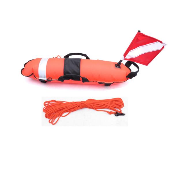 フリーダイビングスピアフィッシングレッドのための25Mロープ付きフリーダイビングブイフロート