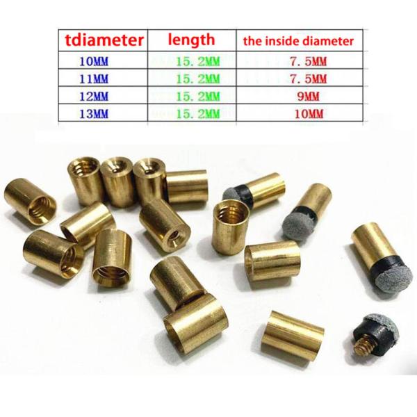 10個のスヌーカー/プールキューチップねじ山タイプ4サイズねじ山径12mm
