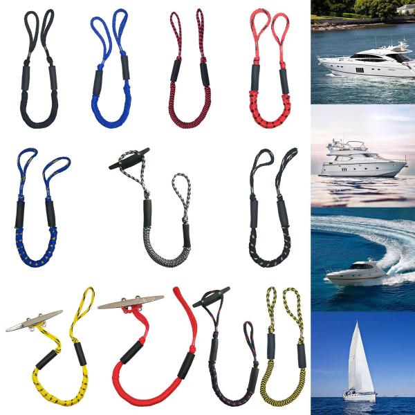 弾性ボートバンジードックラインドッキングロープボートドックラインは5.5フィートの黒に伸びます