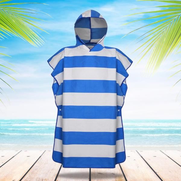 サーフポンチョ汗吸収ビーチタオルフード付き男性女性水泳マントネイビー