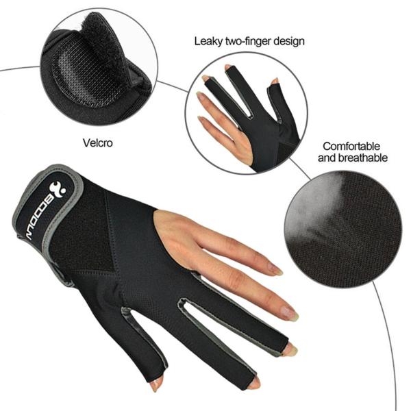 3フィンガービリヤードグローブ通気性弾性ハンドウェアスヌーカーキューグローブグレー