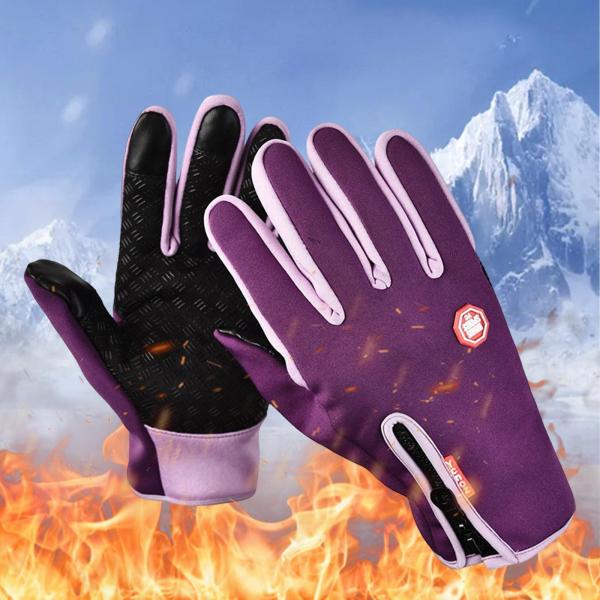 ウィンターグローブ 滑り止め サーマルグローブ アウトドア ランニング スポーツ バイク用 L パープル