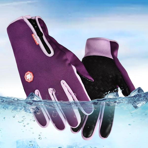 ウィンターグローブ 滑り止め サーマルグローブ アウトドア ランニング スポーツ バイク用 L パープル