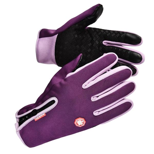 ウィンターグローブ 滑り止め サーマルグローブ アウトドア ランニング スポーツ バイク用 L パープル