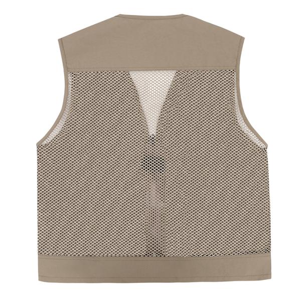 メンズ フィッシングベスト メッシュクロス 軽量 登山 春 夏 ハンティング カーキ L
