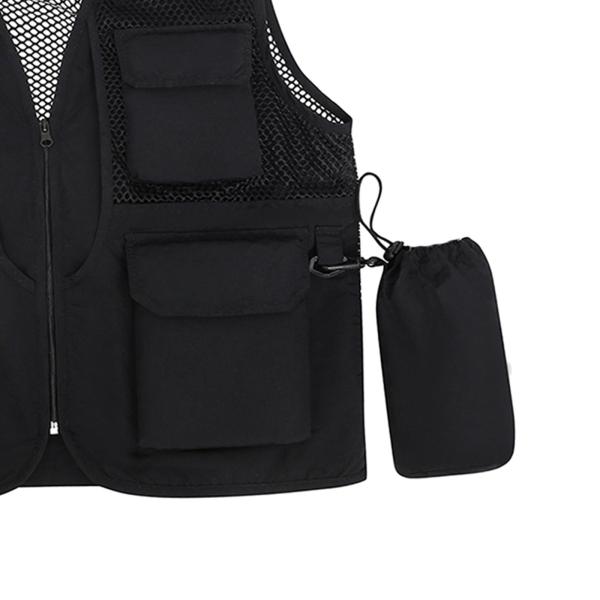 メンズ フィッシングベスト メッシュクロス 軽量 登山 春 夏 ハンティング ブラック XL