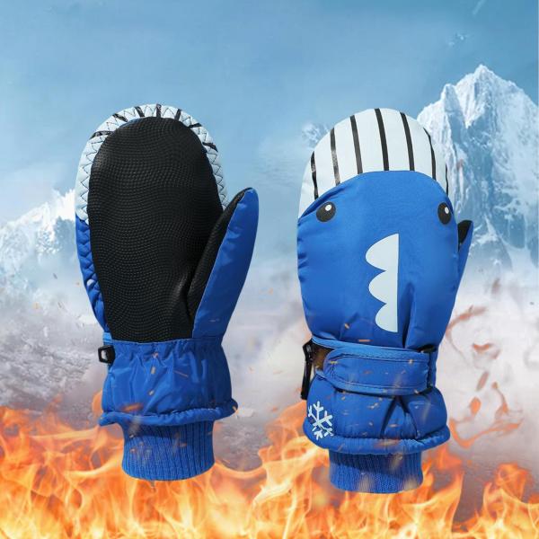 ミトン 防水 快適 コネクティングロック 子供用 アウトドア 雪だるま ブルー M