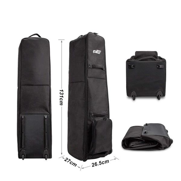 キャスター付きポータブルゴルフバッグ 航空バッグ 折りたたみ ブラック