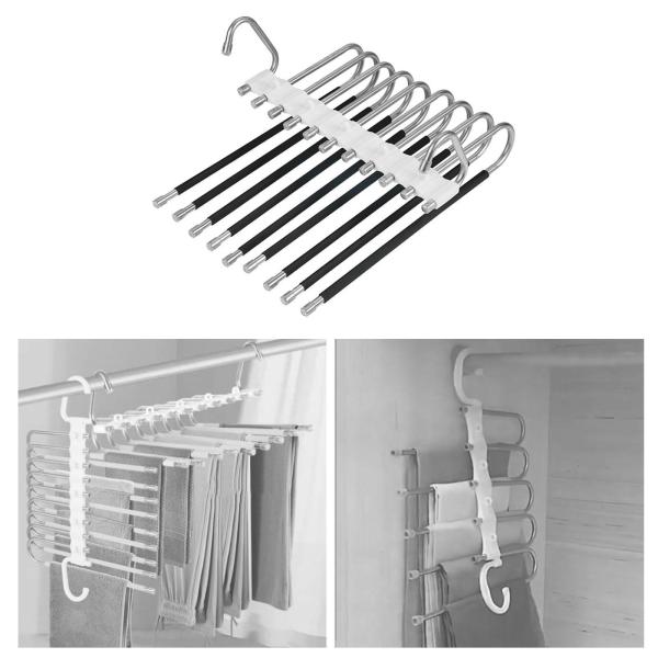 多層折りたたみパンツ ハンガー スラック ワードローブ 旅行 ホテル ハンギング ラック ブラック