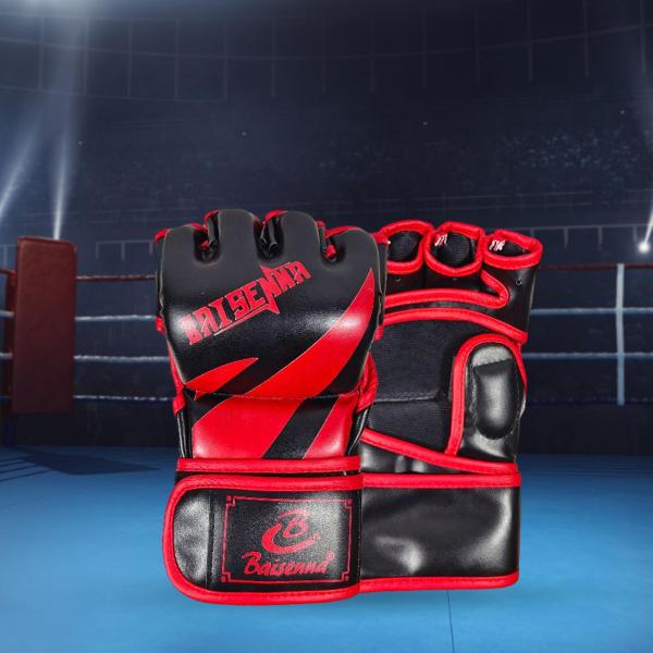 Mma グローブ ハーフフィンガー トレーニング ボクシング グローブ  キック ボクシング グローブ ブラック レッド