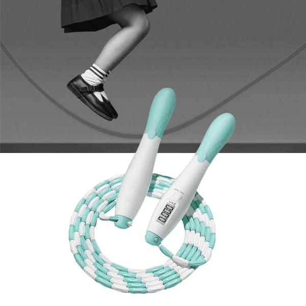子供用ソフトビーズセグメント縄跳びカウンター付きポータブルグリーン