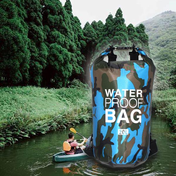 ショルダーストラップ付き防水バッグ ラフティングバッグ 水泳 ビーチ 釣り用 20L