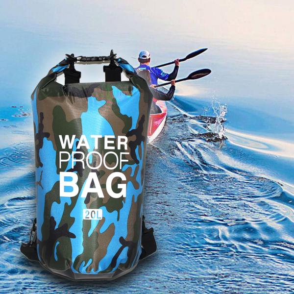 ショルダーストラップ付き防水バッグ ラフティングバッグ 水泳 ビーチ 釣り用 20L