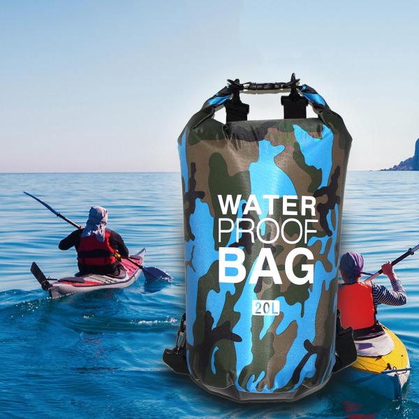 ショルダーストラップ付き防水バッグ ラフティングバッグ 水泳 ビーチ 釣り用 20L