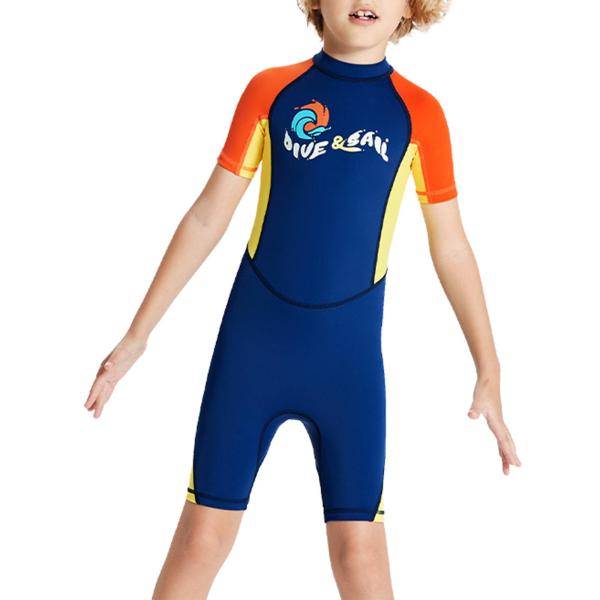 キッズ ウェットスーツ スキューバ ダイビング スーツ ショート ウェットスーツ ダイビング シュノーケリング サーフィン XXL ダークブ