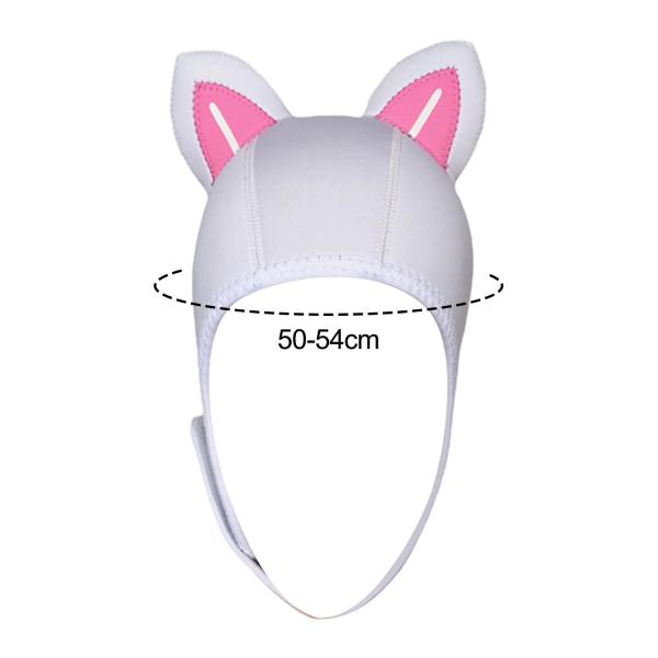 猫耳ダイビングフード 3 ミリメートルネオプレンウェットスーツフードキャップウォータースポーツ水泳帽子ホワイトライン S