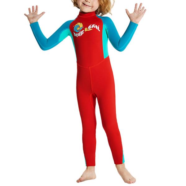 キッズ ウェットスーツ 耐水 水着 ユース ガールズ ボーイズ 水着 ダイビングスーツ L レッド