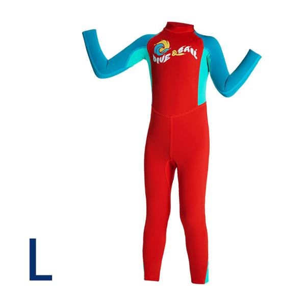 キッズ ウェットスーツ 耐水 水着 ユース ガールズ ボーイズ 水着 ダイビングスーツ L レッド