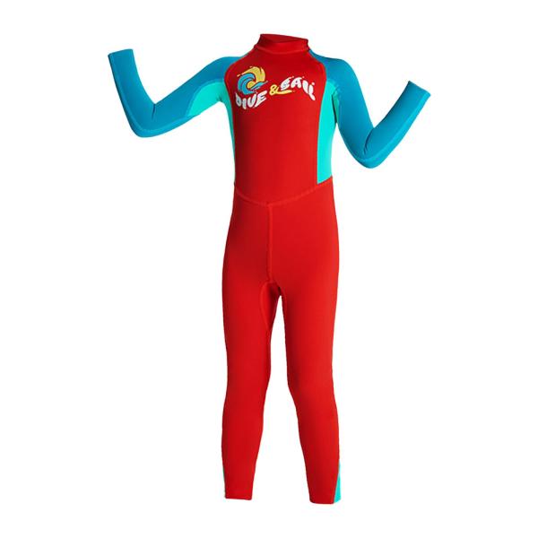 キッズ ウェットスーツ 耐水 水着 ユース ガールズ ボーイズ 水着 ダイビングスーツ L レッド