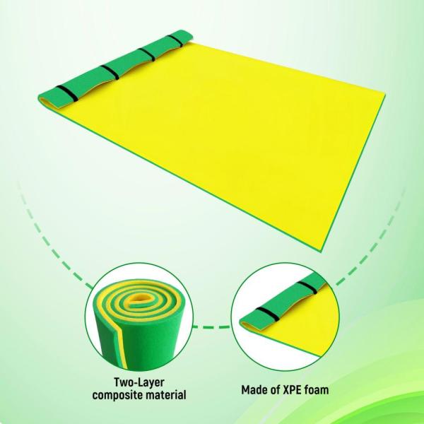 ウォーターフロートマット高密度Xpeブランケットフロートマットレスビーチプール用黄色と緑