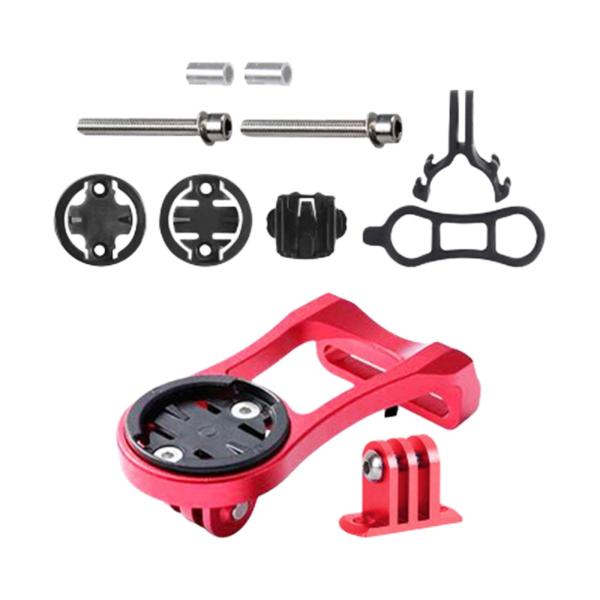 バイクコンピューターマウントベースクランプアダプターステムトップキャップマウント ロードバイク用 レッド