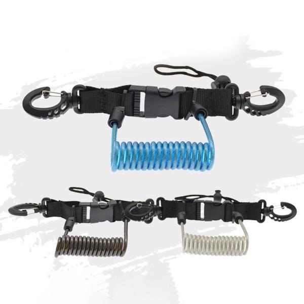 ダイブスナッピーのコイルストラップ耐久性のあるスキューバダイビングカメラ紛失防止ストラップストラップブラック