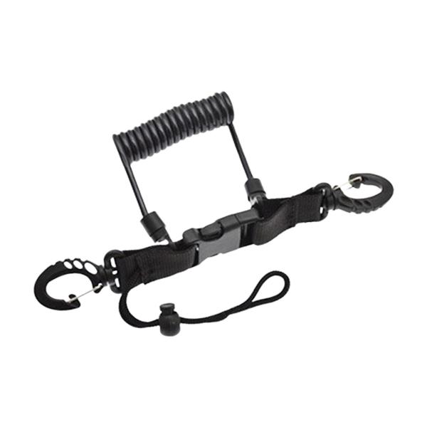 ダイブスナッピーのコイルストラップ耐久性のあるスキューバダイビングカメラ紛失防止ストラップストラップブラック