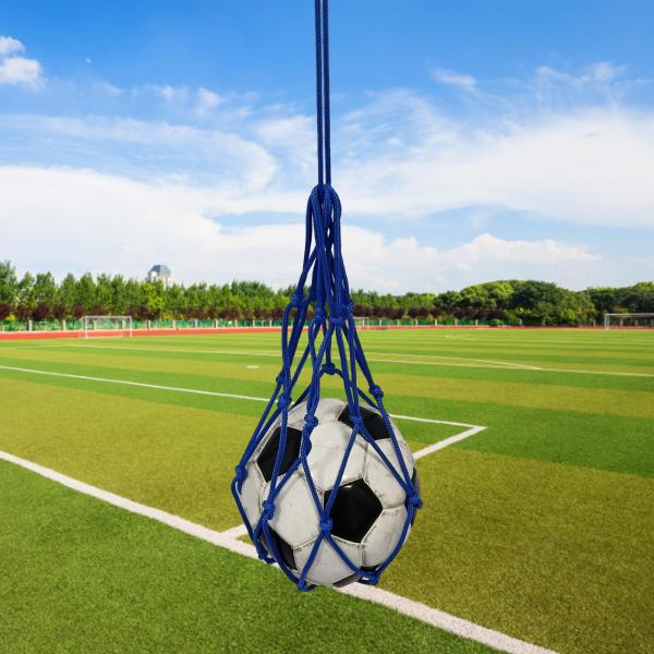フットボールネットバッグ ポータブル シングルボール キャリーバッグ サッカー スポーツ バスケットボール ブルー