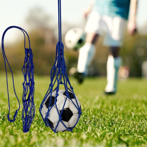フットボールネットバッグ ポータブル シングルボール キャリーバッグ サッカー スポーツ バスケットボール ブルー