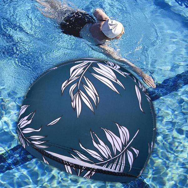 スイミングキャップ スイミングハット 快適なスイムプール 入浴用帽子 夏用 伸縮性のある 花柄プリント ユニセックス 入浴用キャップ ロング｜stk-shop｜05