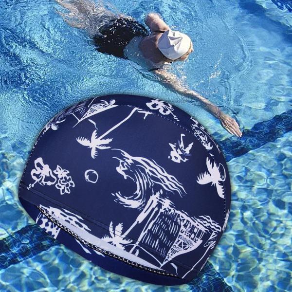 スイミングキャップ スイミングハット 快適なスイムプール 入浴用帽子 夏用 伸縮性のある 花柄プリント ユニセックス 入浴用キャップ ロング｜stk-shop｜06