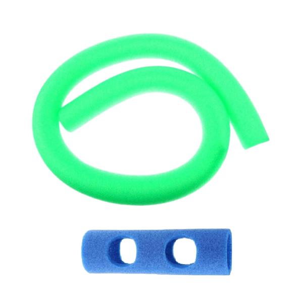 フローティングプールヌードル フレキシブルウォーターゲームフロート コネクタ付き 2.6x59インチ グリーン 2穴