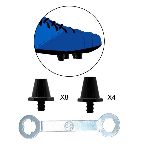 12x サッカー ブーツ スパイク 安定した交換用スパイク 屋内 屋外 スポーツ用 ブラック レンチ付き 13mm 15mm