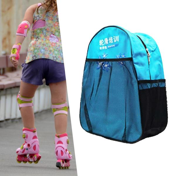 ローラースケートバックパックローラースケートアクセサリー耐久性のあるスケート収納袋ブルー