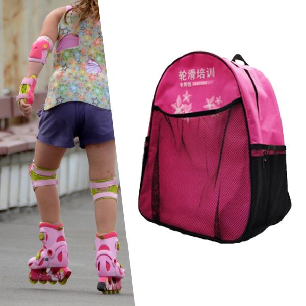ローラースケートバックパックローラースケートアクセサリー耐久性のあるスケート収納袋ピンク