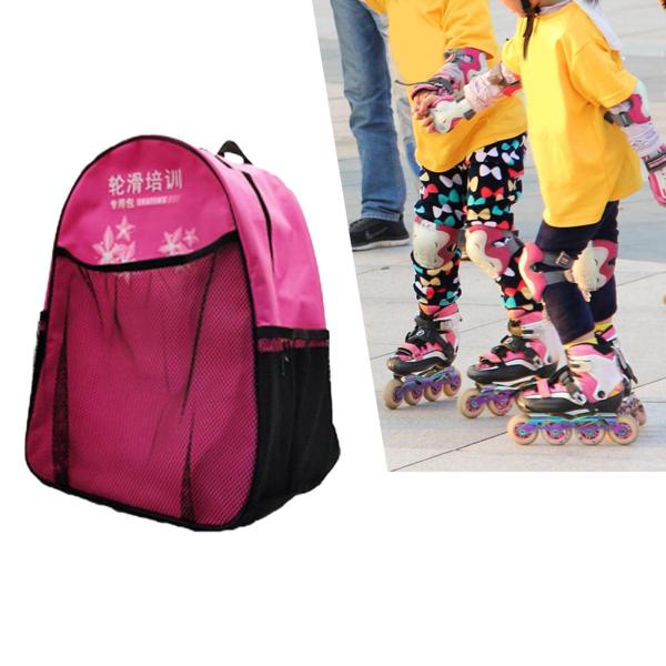 ローラースケートバックパックローラースケートアクセサリー耐久性のあるスケート収納袋ピンク