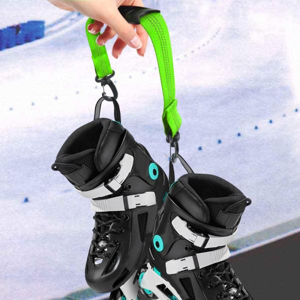 ローラースケートストラップ キャリングスキーブーツキャリアストラップ 屋外スケート子供用 グリーン