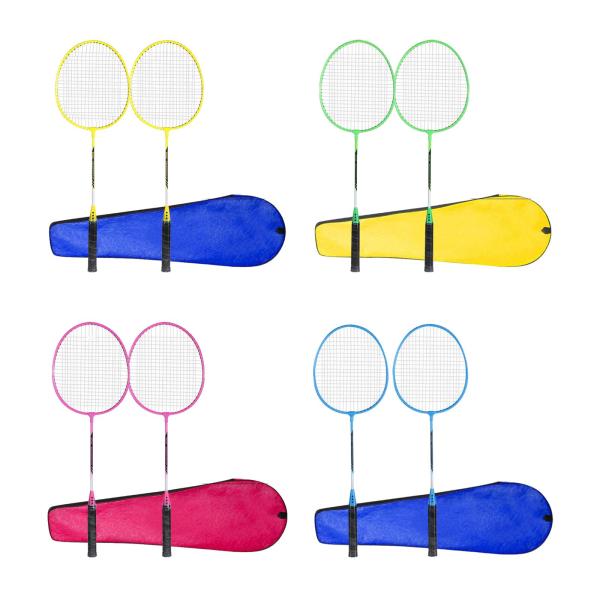 2 個のバドミントン ラケット セット バドミントン羽根 ゲーム初心者用 屋外 イエロー