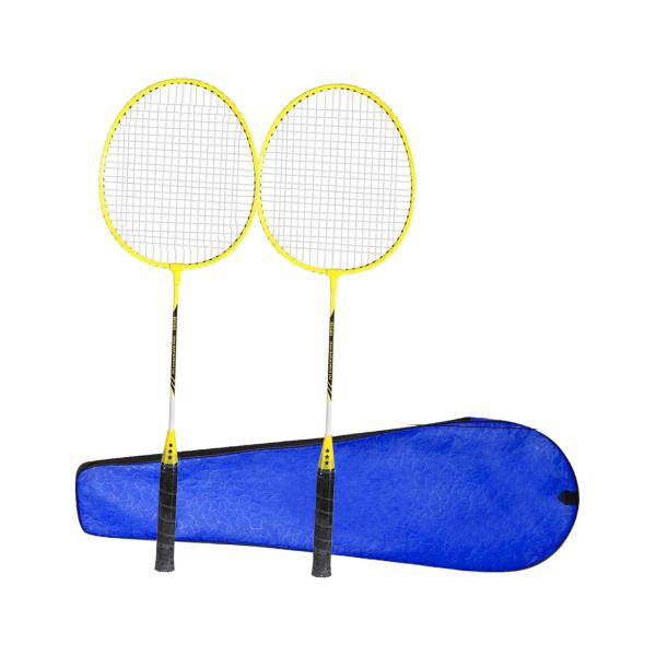2 個のバドミントン ラケット セット バドミントン羽根 ゲーム初心者用 屋外 イエロー