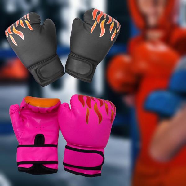 2 ペアの子供用ボクシンググローブフィットネスエクササイズMMAムエタイヘビーバッググローブピンクとブラック