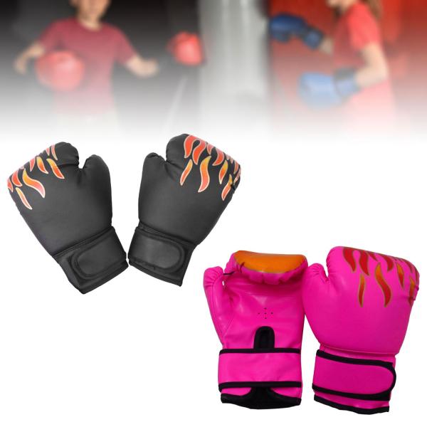 2 ペアの子供用ボクシンググローブフィットネスエクササイズMMAムエタイヘビーバッググローブピンクとブラック