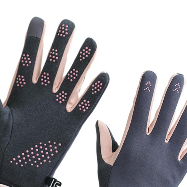 冬用暖かいサイクリンググローブ 滑り止め 男性用 女性用 ランニング スポーツ アウトドア グレーとピンク