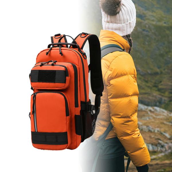釣り用バックパック 釣具収納袋 ハイキング 登山 狩猟用 オレンジ