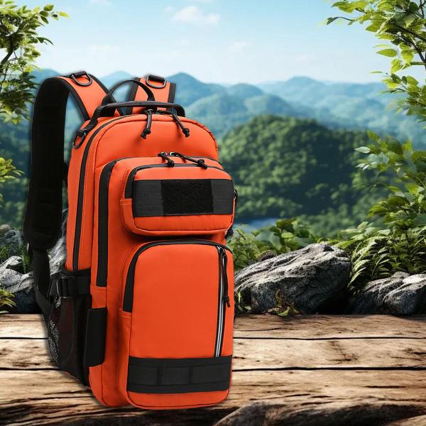 釣り用バックパック 釣具収納袋 ハイキング 登山 狩猟用 オレンジ