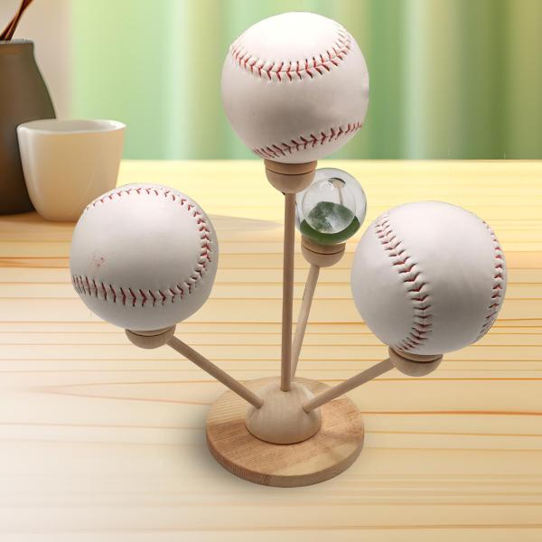 木製ディスプレイラック野球ホルダースタンド野球アクセサリーソフトボールデスクトッププレーヤースポーツボールオーガナイザー収納