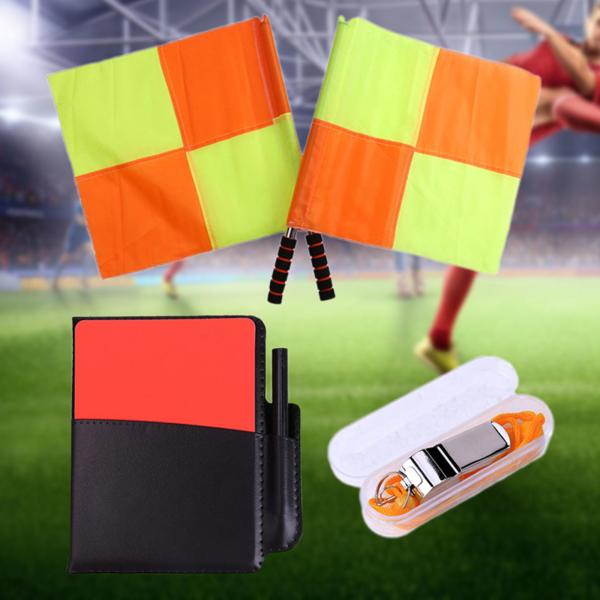 サッカー審判旗セット、審判ツールキットプロフェッショナルコンパクトポータブルホイッスルアクセサリーサッカー試合用キャンパスゲーム用