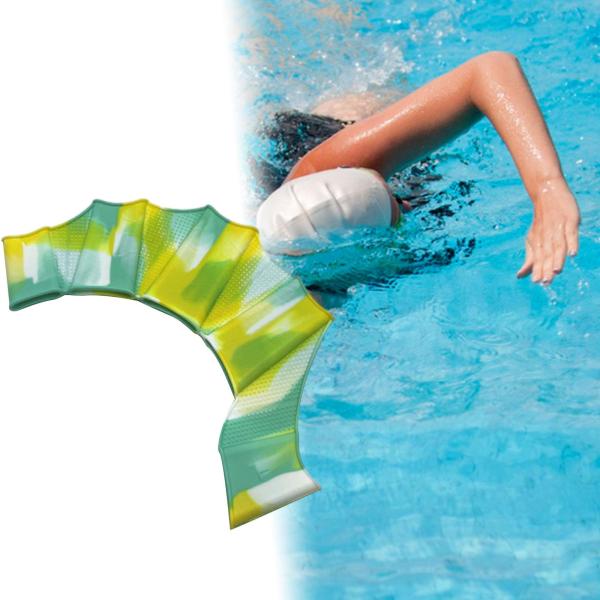 1ペア ハンド スイミングフィン 器具 水泳用 手のひら 指 水泳用 男性用 ダイビング用 シアン L