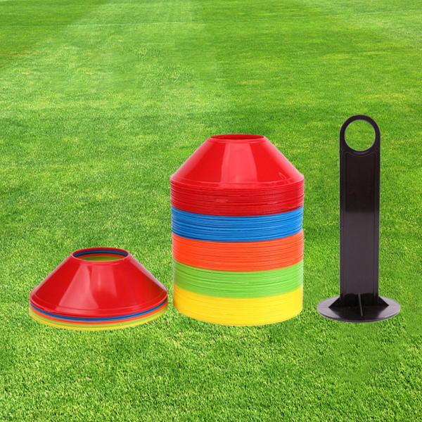 50個セット サッカーコーン フットボールフィールドマーキング練習用アクセサリー ヘビーデューティー クロストレーニング アジリティ サッカートレーニ