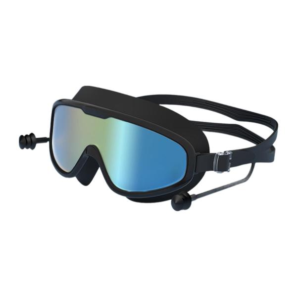 水泳用ゴーグル 耳栓付き 曇り止め 広視野 ビーチ スポーツ 水泳用メガネ スタイル E